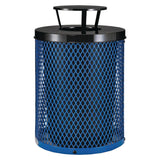 Global Industrial® Outdoor Diamond Steel Trash Can, Rain Bonnet Lid, 36 gal, Blue (GBE261926BL) Each