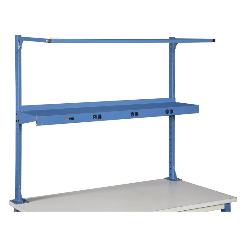 Global Industrial® Upper Workbench Shelf, 6 Single Outlets, For Use With 60" Wide Workbenches, 100 lb Weight Capacity (GBE249295ABL) Each