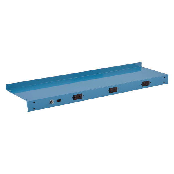 Global Industrial® Upper Workbench Shelf, 3 Duplex Outlets, For Use With 48" Wide Workbenches, 100 lb Weight Capacity (GBE249294CBL) Each