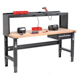 Global Industrial® Standard Duty Butcher Block Top Adjustable Height Workbench, 2,000 lbs, 72 x 30 x 30.88 to 36.88, Maple/Black (GBE183168BK) Each