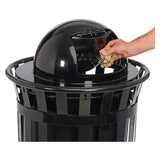 Global Industrial® Outdoor Slatted Steel Trash Can, Dome Lid, 36 gal, Black (GBE261944BK) Each