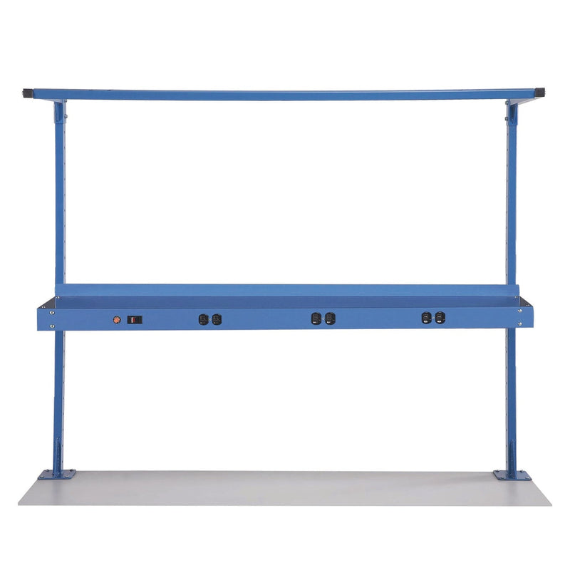 Global Industrial® Upper Workbench Shelf, 6 Single Outlets, For Use With 60" Wide Workbenches, 100 lb Weight Capacity (GBE249295ABL) Each
