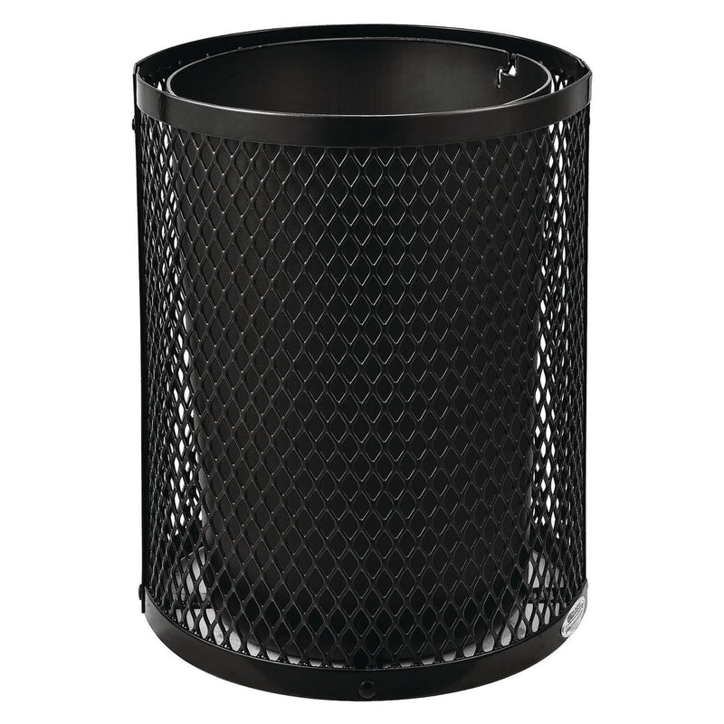 Global Industrial® Outdoor Diamond Steel Trash Can, Rain Bonnet Lid, 36 gal, Black (GBE261926BK) Each