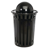 Global Industrial® Outdoor Slatted Steel Trash Can, Dome Lid, 36 gal, Black (GBE261944BK) Each