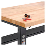 Global Industrial® Standard Duty Butcher Block Top Adjustable Height Workbench, 2,000 lbs, 60 x 30 x 30.88 to 36.88, Birch/Black (GBE318912BK) Each