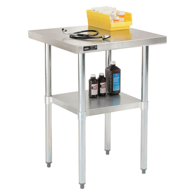 Global Industrial® Work Table with Undershelf, Square, 30 x 30 x 35, Silver Top, Silver Base/Legs (GBE493596) Each
