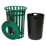 Global Industrial® Outdoor Slatted Steel Trash Can, 36 gal, Green (GBE237726GN) Each