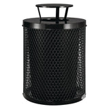 Global Industrial® Outdoor Diamond Steel Trash Can, Rain Bonnet Lid, 36 gal, Black (GBE261926BK) Each