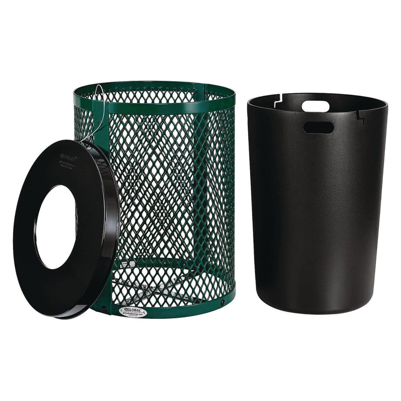 Global Industrial® Outdoor Diamond Steel Trash Can, 36 gal, Green (GBE261924GN) Each