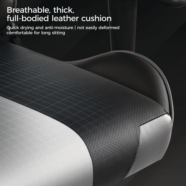 Eureka Ergonomic® Hector Ergonomic Chair, Supports Up to 300 lb, 20.25" - 24.25" Seat Height, Black PU Leather Seat, Black/Gray PU Leather Back (EKAGC07GY) Each