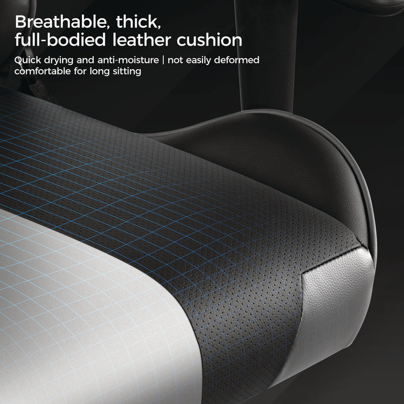 Eureka Ergonomic® Hector Ergonomic Chair, Supports Up to 300 lb, 20.25" - 24.25" Seat Height, Black PU Leather Seat, Black/Gray PU Leather Back (EKAGC07GY) Each