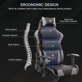 Eureka Ergonomic® Hector Ergonomic Chair, Supports Up to 300 lb, 20.25" - 24.25" Seat Height, Black PU Leather Seat, Black/Gray PU Leather Back (EKAGC07GY) Each