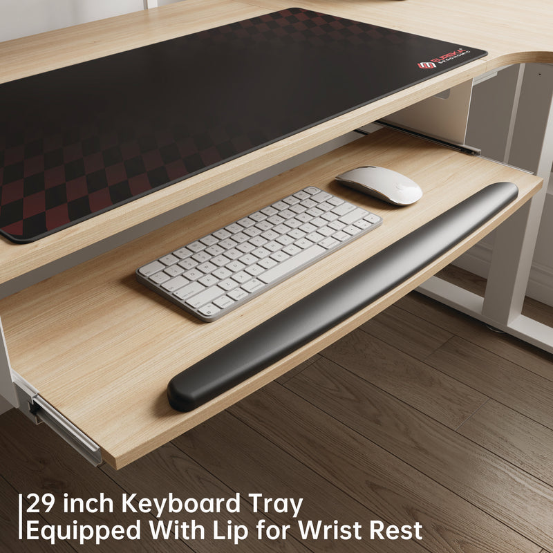Eureka Ergonomic® L-Shaped Standing Desk with Keyboard Tray, Right Desk, 61.25" x 43.25" x 34.38" to 52.88", Maple White/White (EKAL60RMW) Each