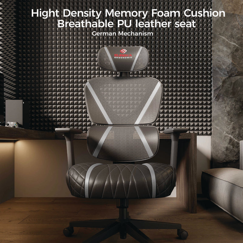 Eureka Ergonomic® Norn Ergonomic Chair, Supports Up to 275 lb, 18.11" to 22.04" Seat Height, Black/Gray Mesh Seat/Back, Black Base (EKAGC06GY) Each
