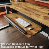 Eureka Ergonomic® L-Shaped Standing Desk with Keyboard Tray, Right Desk, 61.25" x 43.25" x 34.38" to 52.88", Rustic Brown/Black (EKAL61LRB) Each