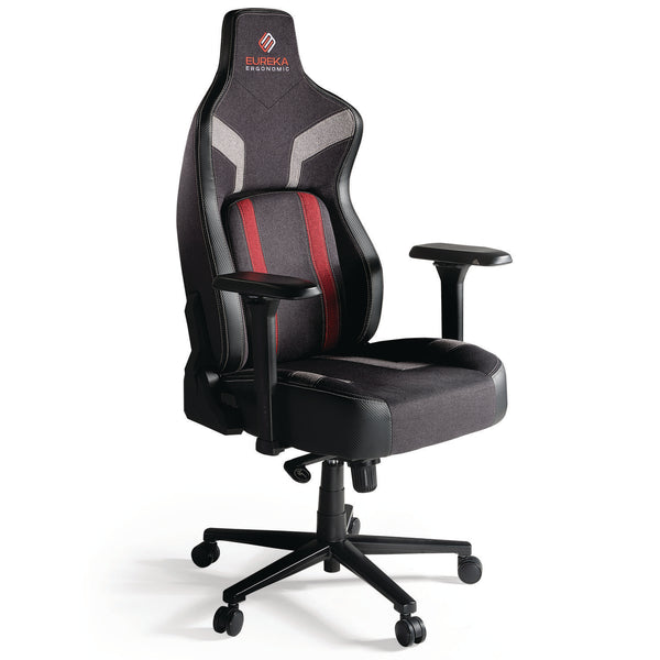 Eureka Ergonomic® Python II Ergonomic Chair, Supports up to 300 lb, 18.88" to 22.83" Seat Height, Black Fabric Seat, Black/Red Fabric Back (EKAGC08R) Each