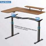Eureka Ergonomic® L-Shaped Standing Desk with Keyboard Tray, Left Desk, 61.25" x 43.25" x 34.38" to 52.88", Walnut/Black (EKAL60LWN) Each