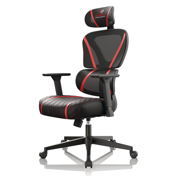 Eureka Ergonomic® Norn Ergonomic Chair, Supports Up to 275 lb, 18.11" to 22.04" Seat Height, Black/Red Mesh Seat/Back, Black Base (EKAGC06R) Each
