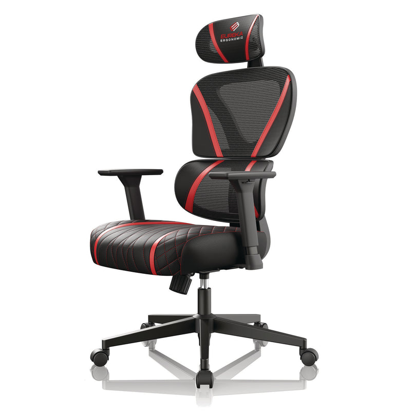 Eureka Ergonomic® Norn Ergonomic Chair, Supports Up to 275 lb, 18.11" to 22.04" Seat Height, Black/Red Mesh Seat/Back, Black Base (EKAGC06R) Each