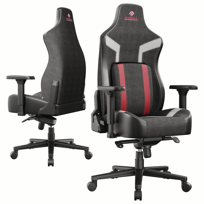 Eureka Ergonomic® Python II Ergonomic Chair, Supports up to 300 lb, 18.88" to 22.83" Seat Height, Black Fabric Seat, Black/Red Fabric Back (EKAGC08R) Each