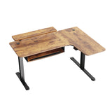 Eureka Ergonomic® L-Shaped Standing Desk with Keyboard Tray, Right Desk, 61.25" x 43.25" x 34.38" to 52.88", Rustic Brown/Black (EKAL61LRB) Each