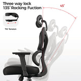 Eureka Ergonomic® Norn Ergonomic Chair, Supports Up to 275 lb, 18.11" to 22.04" Seat Height, Black/Gray Mesh Seat/Back, Black Base (EKAGC06GY) Each