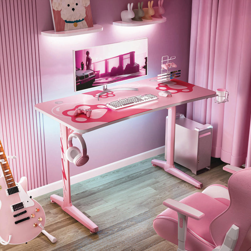 Eureka Ergonomic® Cute Gaming Desk, 47" x 23.63" x 30.13", Pink (EKAGD0100) Each