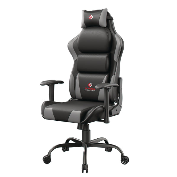 Eureka Ergonomic® Hector Ergonomic Chair, Supports Up to 300 lb, 20.25" - 24.25" Seat Height, Black PU Leather Seat, Black/Gray PU Leather Back (EKAGC07GY) Each