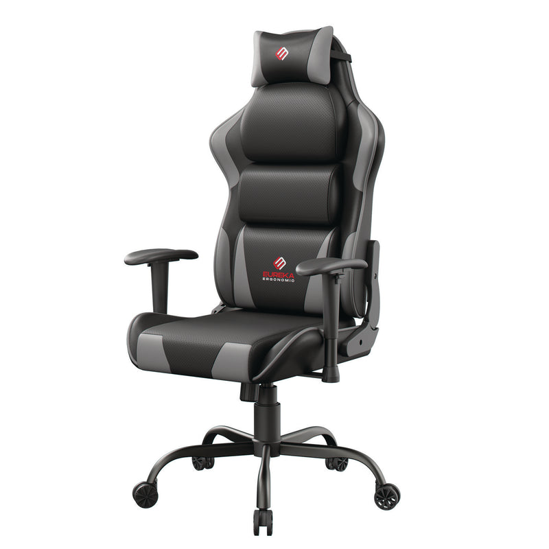 Eureka Ergonomic® Hector Ergonomic Chair, Supports Up to 300 lb, 20.25" - 24.25" Seat Height, Black PU Leather Seat, Black/Gray PU Leather Back (EKAGC07GY) Each