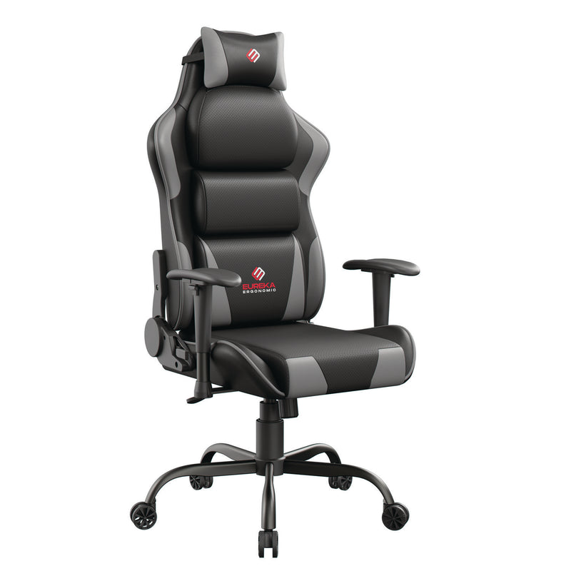 Eureka Ergonomic® Hector Ergonomic Chair, Supports Up to 300 lb, 20.25" - 24.25" Seat Height, Black PU Leather Seat, Black/Gray PU Leather Back (EKAGC07GY) Each