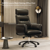 Eureka Ergonomic® Royal Executive Office Chair, Support up to 300 lb, 19.46"-22.26" Seat Height, Black PU Leather Seat, Black Faux Leather Back (EKAOC003B) Each