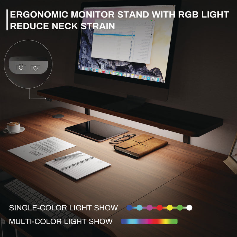 Eureka Ergonomic® L-Shaped Standing Desk with Keyboard Tray, Right Desk, 61.25" x 43.25" x 34.38" to 52.88", Walnut/Black (EKAL60RWN) Each