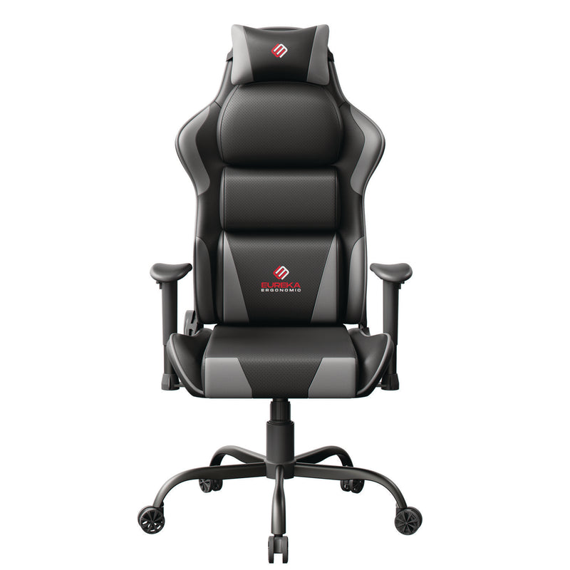 Eureka Ergonomic® Hector Ergonomic Chair, Supports Up to 300 lb, 20.25" - 24.25" Seat Height, Black PU Leather Seat, Black/Gray PU Leather Back (EKAGC07GY) Each
