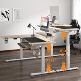 Eureka Ergonomic® L-Shaped Standing Desk with Keyboard Tray, Right Desk, 61.25" x 43.25" x 34.38" to 52.88", Maple White/White (EKAL60RMW) Each