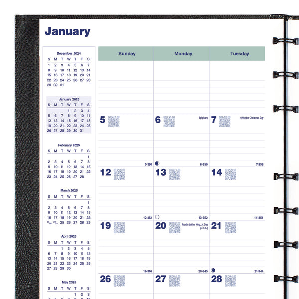 Blueline® Plan and Link Monthly Planner, 9.25" x 7.25", Black Cover, 16-Months: Sept 2024 to Dec 2025 (REDC1200C81) Each