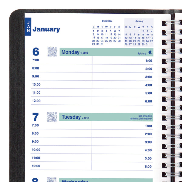 Blueline® Plan and Link Weekly Planner, 8" x 5", Black Cover, 12-Month (Jan to Dec): 2025 (REDC507581T) Each