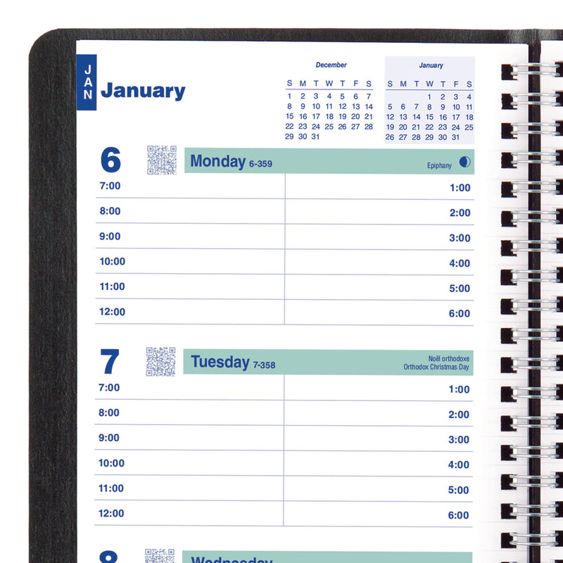 Blueline® Plan and Link Weekly Planner, 8" x 5", Black Cover, 12-Month (Jan to Dec): 2026 (REDC507581T) Each