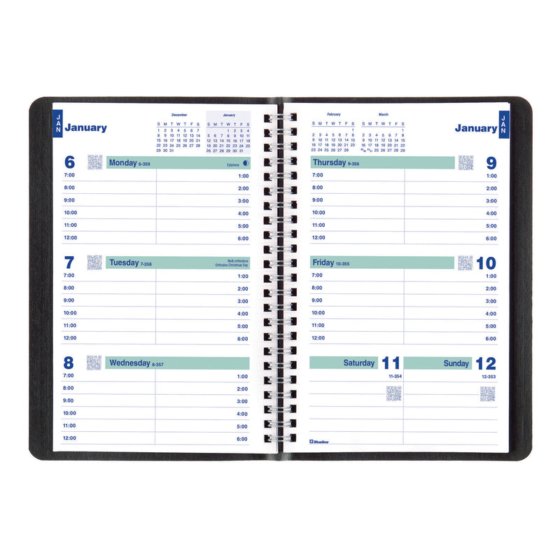 Blueline® Plan and Link Weekly Planner, 8" x 5", Black Cover, 12-Month (Jan to Dec): 2026 (REDC507581T) Each