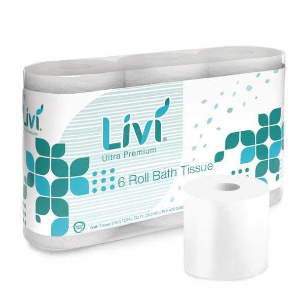 Livi Bath Tissue, 2-Ply, White, 425 Sheets, 36 Rolls/Carton (SOL292101) Each
