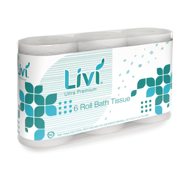 Livi Bath Tissue, 2-Ply, White, 425 Sheets, 36 Rolls/Carton (SOL292101) Each
