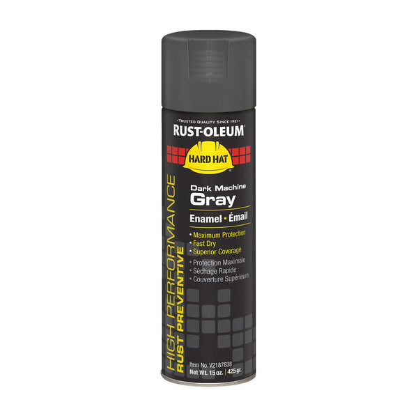 Hard Hat High Performance V2100 System Rust Preventive Enamel Spray Paint, Gloss Dark Machine Gray, 15 oz Aerosol Can, 6/CT (RSTV2187838CT) Case of 6