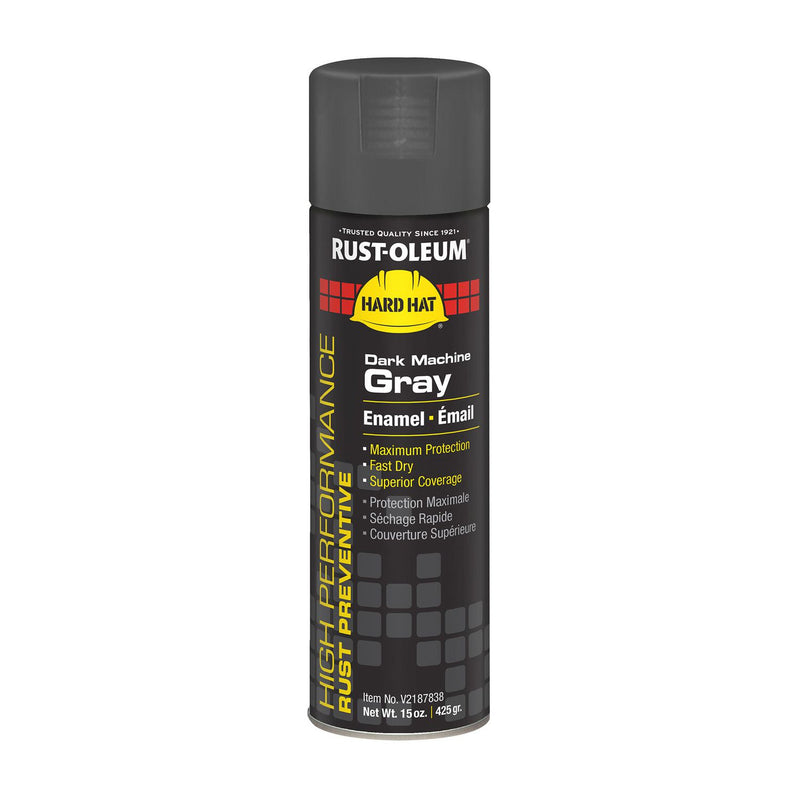 Hard Hat High Performance V2100 System Rust Preventive Enamel Spray Paint, Gloss Dark Machine Gray, 15 oz Aerosol Can, 6/CT (RSTV2187838CT) Case of 6