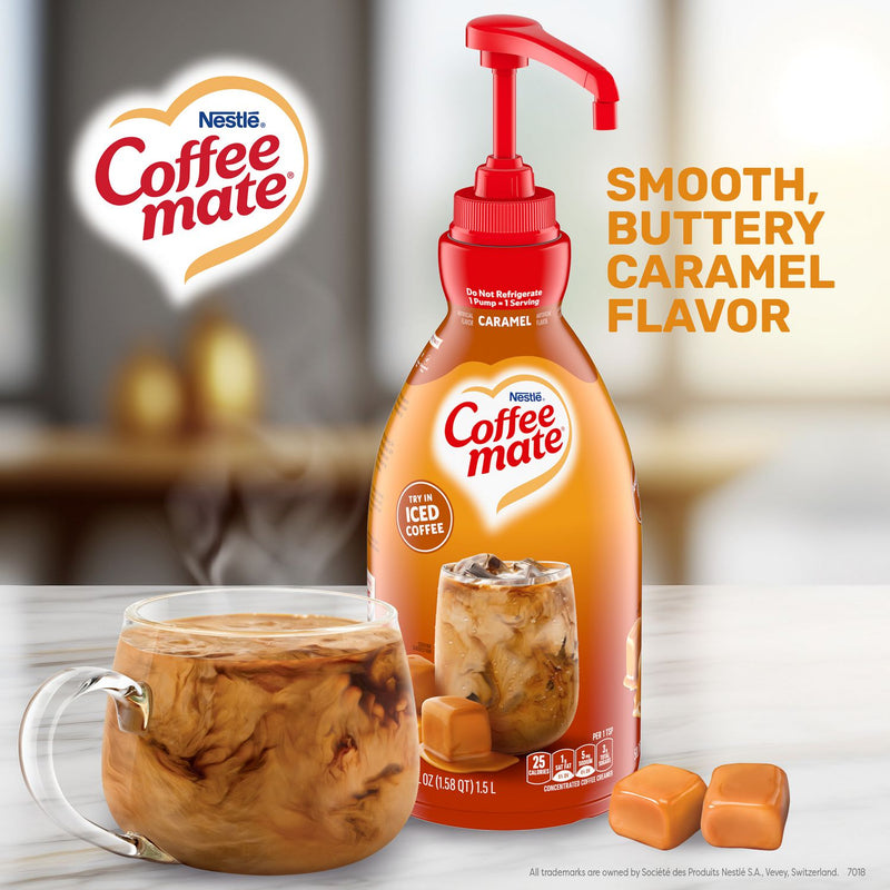 Coffee mate® Liquid Creamer Pump Bottle, Caramel, 50.7 oz Pump Bottle, 2/Carton (NES73358CT) Case of 2