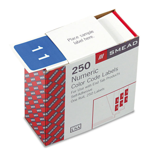 Smead™ Numerical End Tab File Folder Labels, 1, 1.5 x 1.5, Light Blue, 250/Roll (SMD67421)
