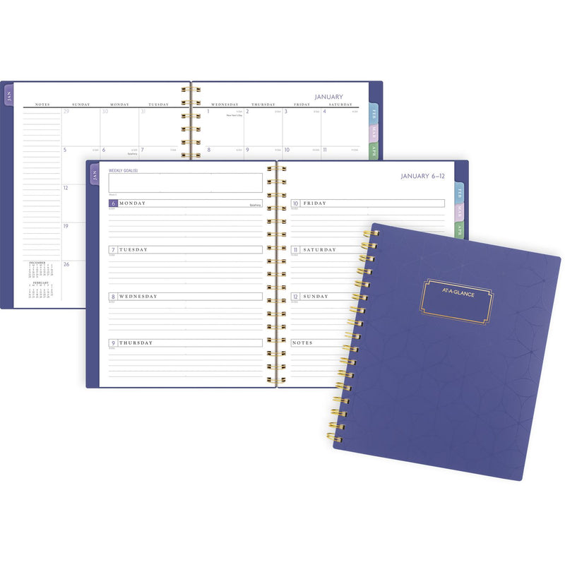 Badge Geo Weekly/Monthly Planner, 8.88 x 7.69, Purple/Gold Cover, 13-Month (Jan to Jan): 2025 to 2026 (AAG1722G805) Each