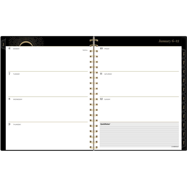 Cambridge® Radiate Weekly/Monthly Planner, Stylized Solar-Eclipse Artwork, 11 x 9.25, Black/Gold Cover, 12-Month (Jan to Dec): 2025 (AAG1725905) Each