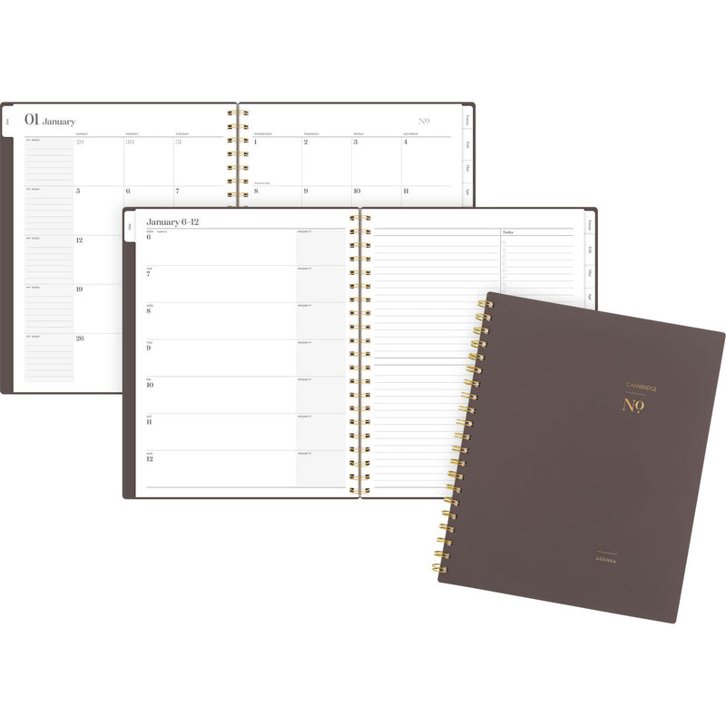 Cambridge® Workstyle Weekly/Monthly Planner, 11 x 9.38, Brown/Gold Cover, 12-Month (Jan to Dec): 2025 (AAG160690504) Each