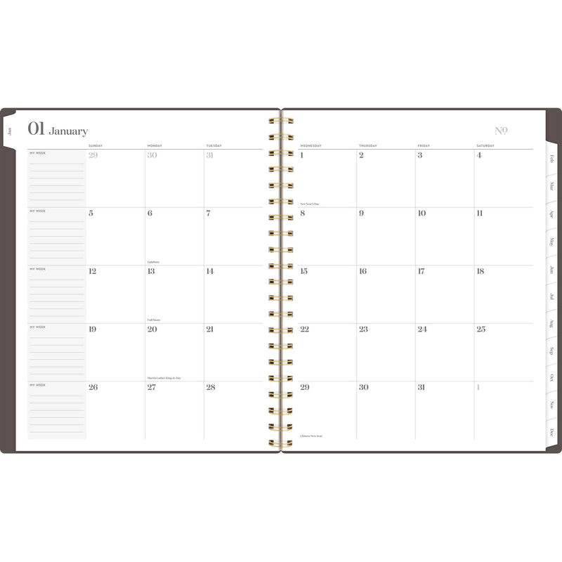 Cambridge® Workstyle Monthly Poly Planner, Geometric Artwork, 11 x 8.5, Java Brown/Gold Cover, 12-Month (Jan to Dec): 2025 (AAG160690004) Each