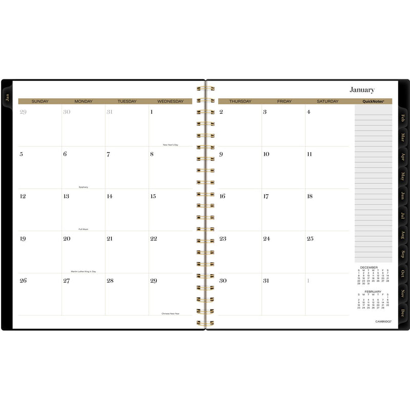 Cambridge® Radiate Weekly/Monthly Planner, Stylized Solar-Eclipse Artwork, 11 x 9.25, Black/Gold Cover, 12-Month (Jan to Dec): 2025 (AAG1725905) Each