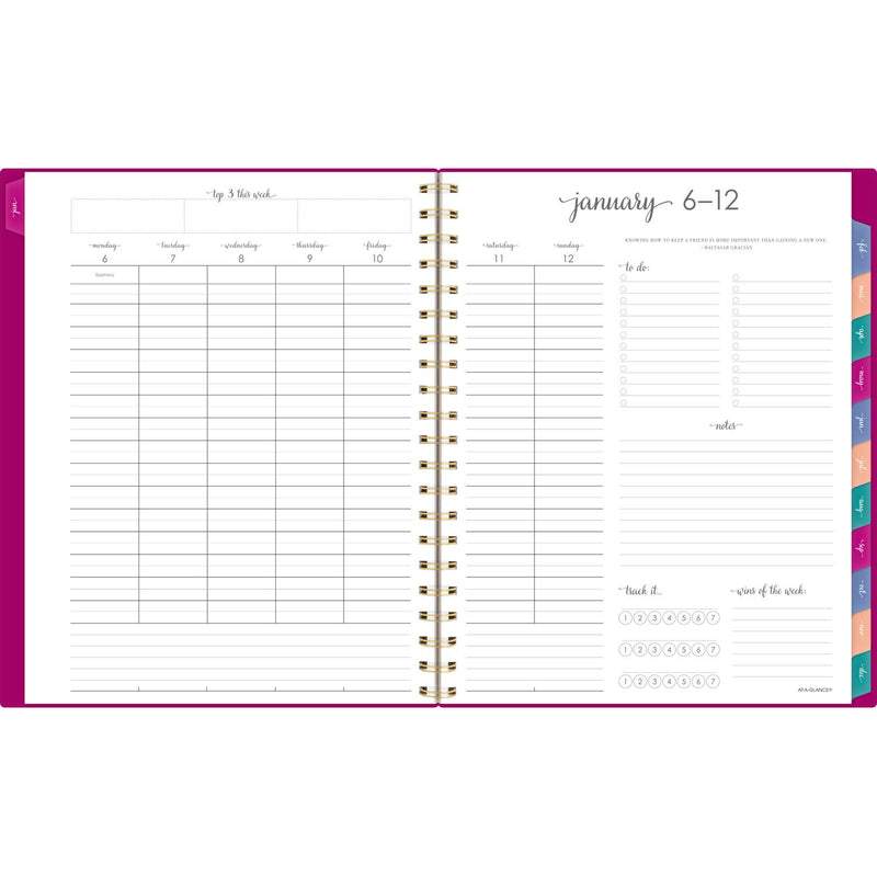 AT-A-GLANCE® Harmony Weekly/Monthly Poly Planner, Weekly: Vertical Format, 11 x 9.38, Purple/Gold Cover, 13-Month (Jan to Jan): 2025-2026 (AAG109990556) Each